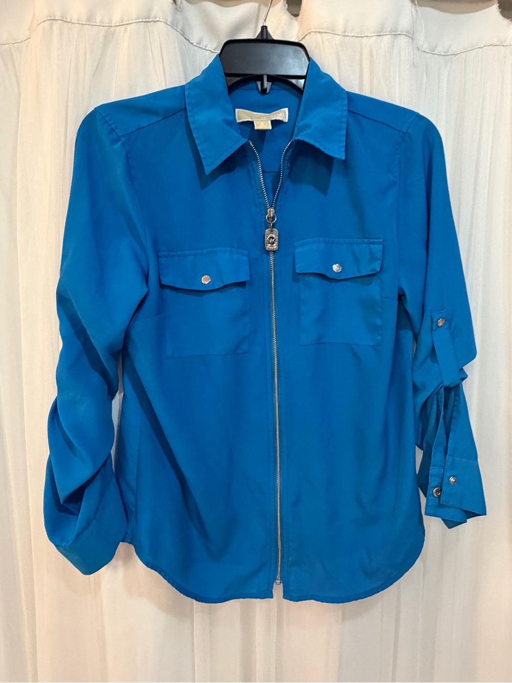 MICHAEL Michael Kors Bright Blue Zip-Front Utility Jacket